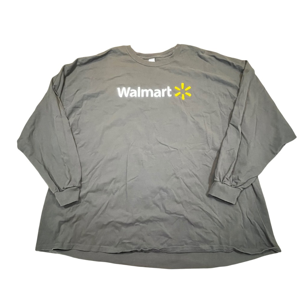 Walmart Employee Uniform Long Sleeve Shirt Mens 5XL Charcoal Gray Logo Tee
